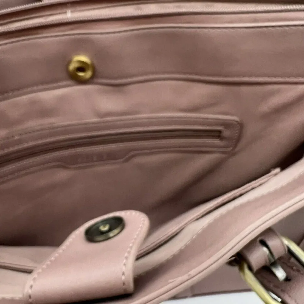 Ecosusi Women’s 15.6 Inch Vintage Vegan Leather Laptop Tote Beige Pink